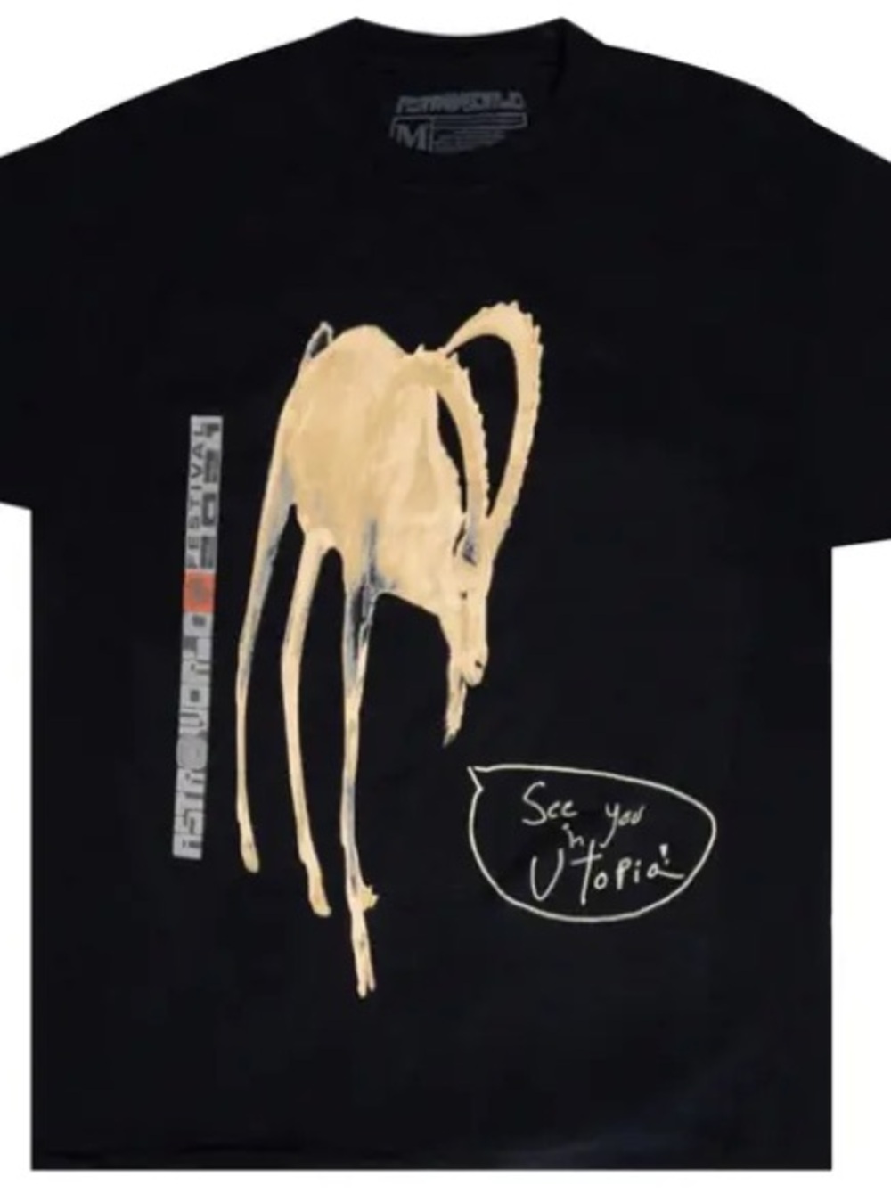 Cactus Jack by Travis Scott Black T-Shirt with Cream Graphic - M